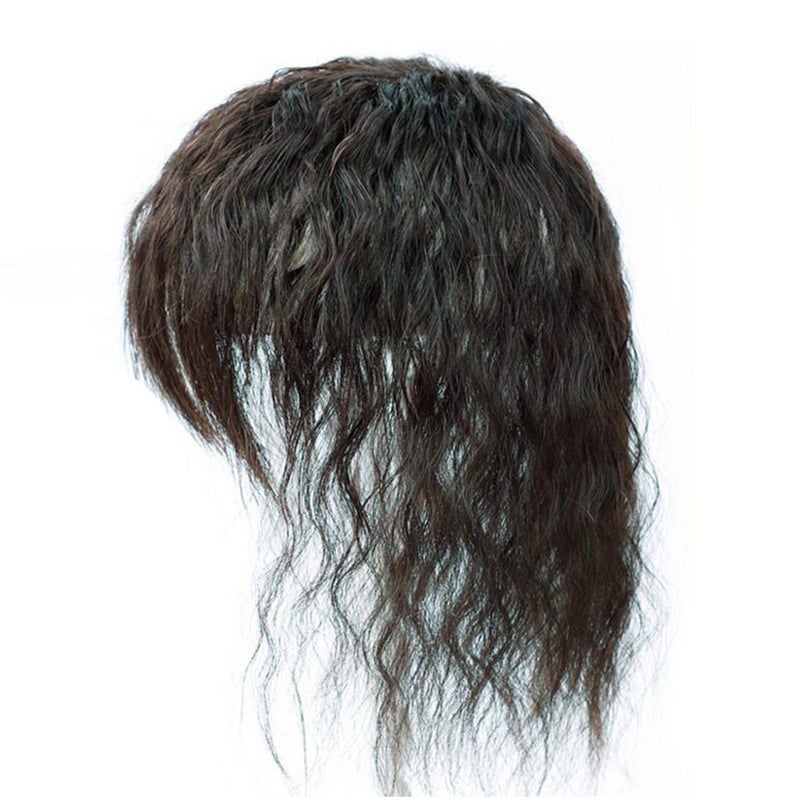 RemeeHi Fluffy Nature Look Curly Hairpiece Clip ON Human Hair Toppers With Bangs Replacement Wiglet Toupee for Thin Hair Long 812cm,25cm Nature Black - Image 1